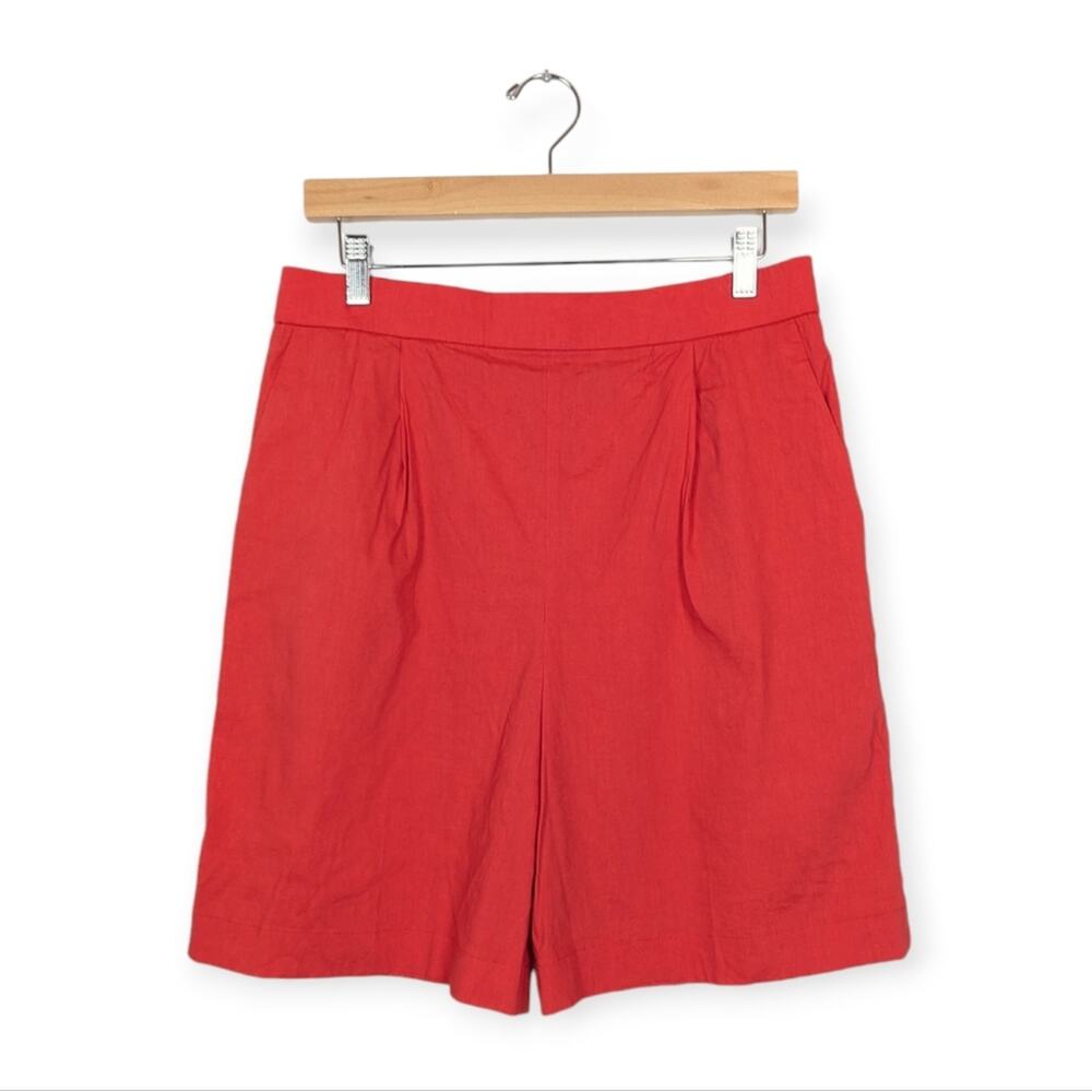 NWT Theory Poppy Stretch Linen Pleated Pull-On Shorts Size L